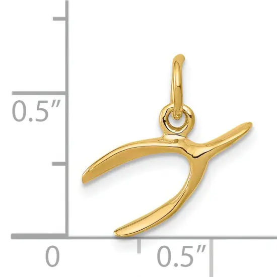 14K Yellow Gold Wishbone Charm Pendant Jewelry 15mm x 8mm {5}