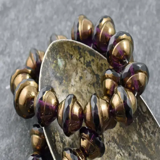 *12* 10x12mm Bronze Washed Amethyst Saturn Beads {4}