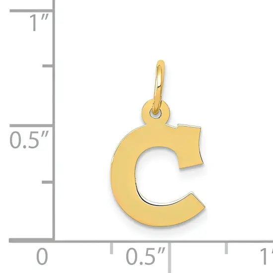 14K Yellow Gold Small Block Intial Letter C Charm Jewerly 18mm x 10mm {5}