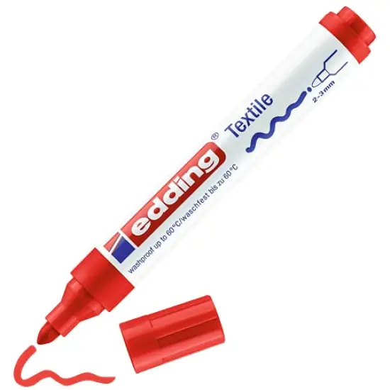 4500 Textile Marker - Red, 1 Pen with Round Nib (2-3 mm), Permanent Fabric Marker for Drawing on Textiles, Wash-Resistant up to 60&deg;C, Ideal for Fabric Lettering {1}