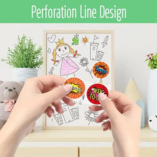 1000PCS Superhero Incentive Stickers, 12 Unique Designs per Roll, Classwork Award Stickers for Teacher Motivational Classroom Reward Gifts Encourage Kids to Do Chores Go to The Toilet (1 Inch Each) {2}