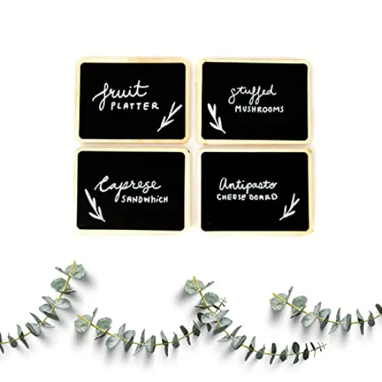 SAVVY & SORTED Mini Chalkboard Signs for Food - 18 Small Chalk Signs + 3 White Chalk Sticks - Food Signs for Party - Little Chalkboards - Party Food Labels Buffet Cheese Signs Candy Table Supplies {5}