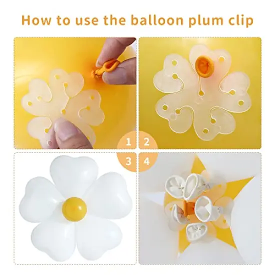 155Pcs Daisy Balloon Arch Garland Kit - Macaron Pink, Yellow, Retro Orange, White Heart Balloons, with Plum Clip and Daisy-Shaped Flowers for Groovy Party Decor, Daisy Theme Wedding, Birthday, and Baby Shower {6}