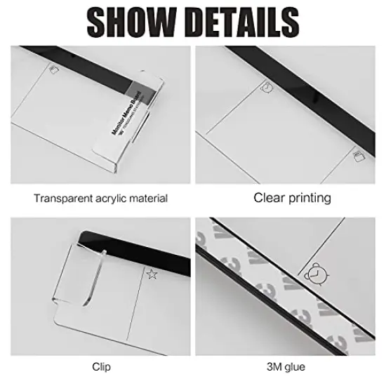 Multifunction Computer Monitor Memo Board - Transparent Computer Side Panel Memo Creative Monitor Side Panel with Phone Holder Suitable for Office Home Desktop (Left and Right) 1 Set {2}