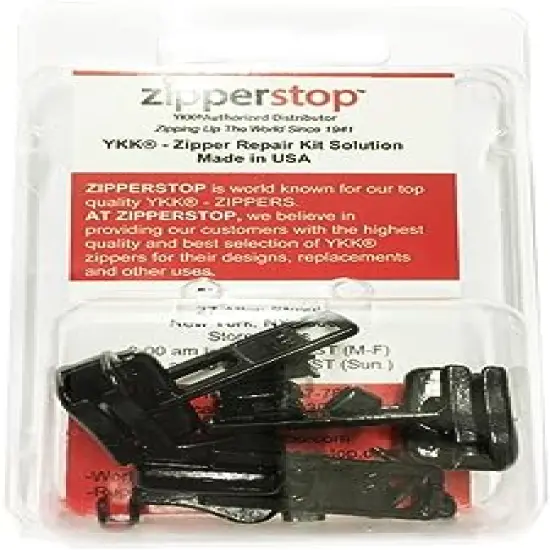 Zipper Repair Kit - #8 Vislon Black YKK Sliders - 3 Sliders Per Pack with Top and Bottom Stoppers Included - Made in The United States {1}
