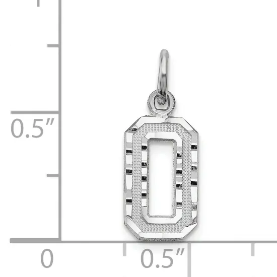 14K White Gold Small Number 0 Charm Pendant FindingKing Jewerly 19mm x 7mm {4}