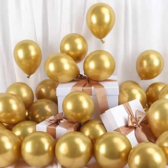 Gold Balloons, 120pcs 5 Inch Chrome Metallic Latex Gold Balloon for Party Supplies Birthday Anniversary Festival Baby Shower Wedding Engagement Decoration {2}