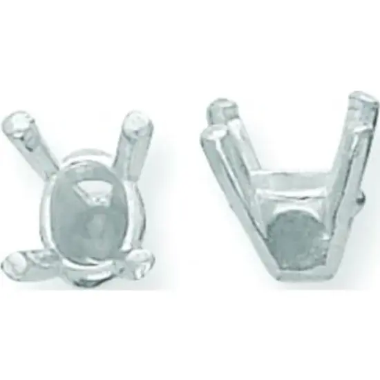 14K White Gold 4 Prong Oval Tapered Setting 5mm {1}