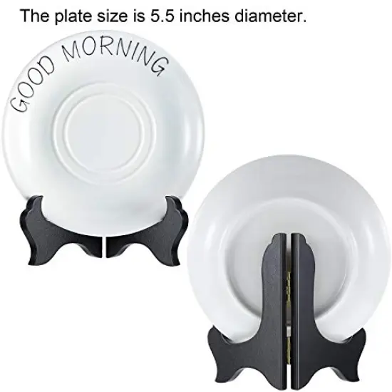 Tatuo 4 Packs Wooden Plate Display Stands Picture Easel Holder Stand Decorative Wood Library Decor for Display Picture Frame Holder Easels (4 Inch, Black) {4}