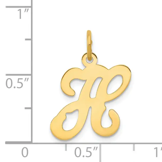 14K Gold Polished Fancy Initial Letter H Charm Pendant Jewerly 20mm x 11mm {4}