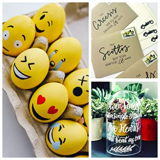 Permanent Paint Pens White Markers - 2 Pack Single color Oil Based, Medium Tip, Quick Drying and Waterproof Marker Pen for Metal, Rock Painting, Wood, Fabric, Plastic, Canvas, Mugs {3}