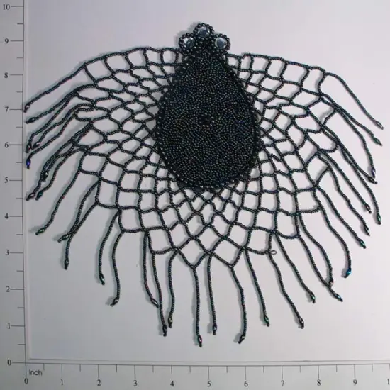 Spiderweb Beaded Applique Black AB {1}