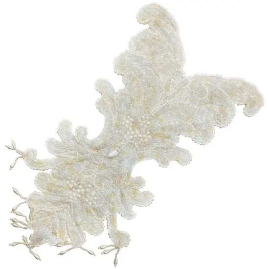 11" x 15" Vintage Oriental Teardrop Bridal Applique/Patch {2}