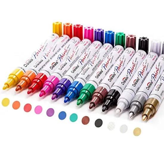 Paint Pens Set - Oil-Based Waterproof Paint Markers for Rocks, Wood, Fabric, Plastic, Canvas, Glass, Mugs, and DIY Crafts, Quick-Dry, Permanent, and Fade-Resistant {2}