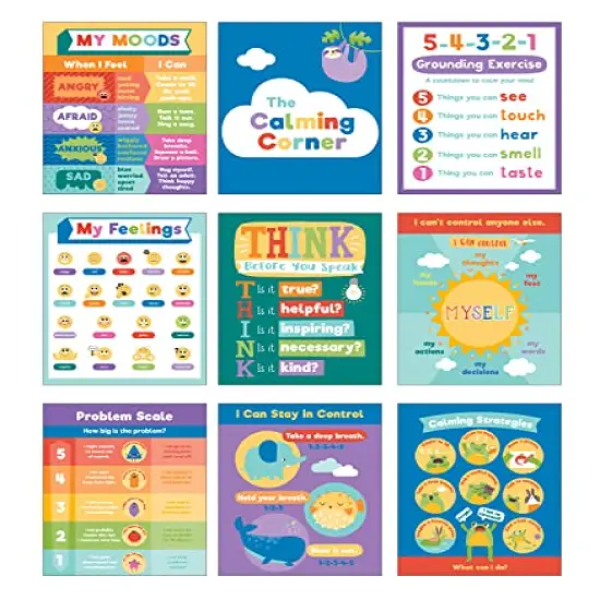 Calming Strategies Bulletin Board Set—Calming Strategies and Mood Charts for Social Emotional Learning, Homeschool or Classroom Decor (7 pc) {2}