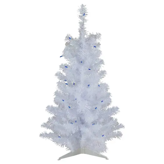 Northlight 3' Pre-Lit White Pine Slim Artificial Christmas Tree - Blue Lights {3}