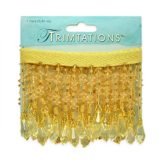 Diamond Beads Fringe Trim Pack of 1 Yard Light Brown {3}