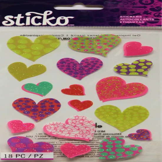 Sticko Heart Circles Glitter Sticker Sheet {1}