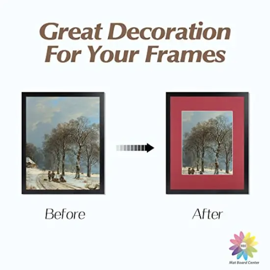 Pack of 10, 11x14 for 8x10 China Red Color Mats - Acid Free, 4-ply Thickness, White Core - for Pictures, Photos, Framing {4}