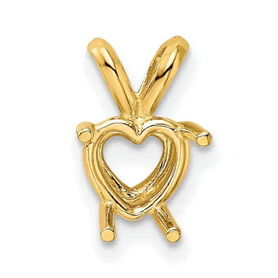 14K Gold 4 Prong Heart Pendant Setting 6mm {2}