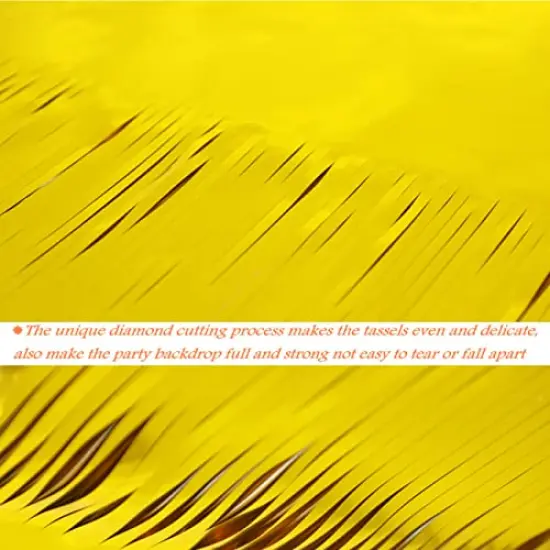 3.2 ft x 9.8 ft Metallic Tinsel Foil Fringe Curtains Party Photo Backdrop Party Streamers for Birthday,Graduation,New Year Eve Decorations Wedding Decor (1 Pack, Gold) {4}