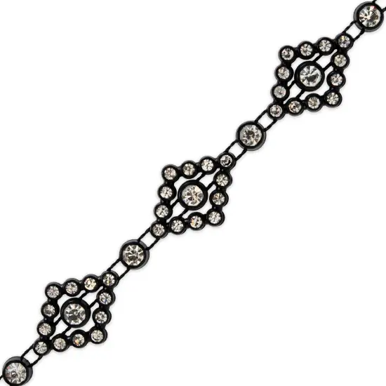 Diamond Shape Rhinestone Trim - SS18+SS9 Black {1}