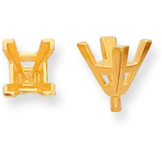 14K Gold 4 Prong Emerald Cut Peg V-End Setting 3.5mm {1}