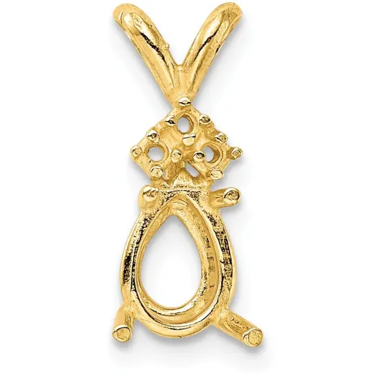 14K Gold 4 Prong Pear Pendant Setting 10x7mm {1}