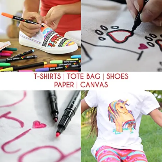 20 Fabric Markers Set - Non-Toxic, Indelible, and Permanent with Fine Point Tip for Textile Painting {5}
