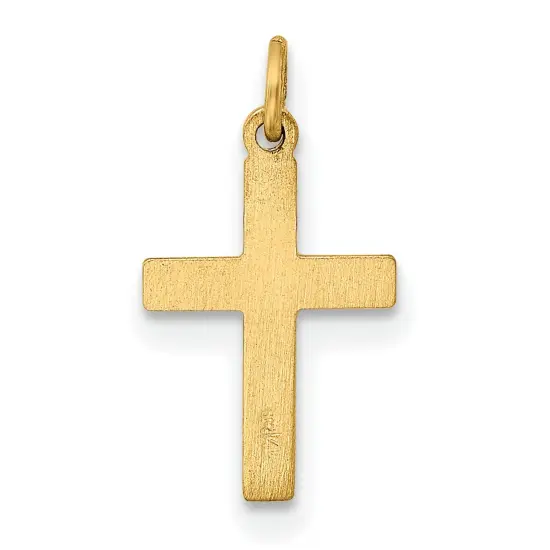 Unisex 14K Yellow Gold Polish Solid Small Crucifix Cross Religious Charm Pendant {3}