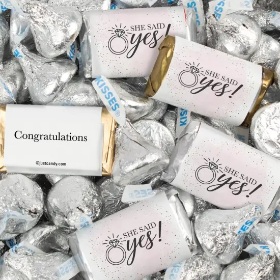 116 Pcs Engagement Party Candy Favors Hershey's Miniatures & Kisses - She Said Yes {1}