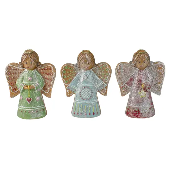 Northlight Glitter Dusted Gingerbread Christmas Angels - 6" - Set of 3 Brown {1}