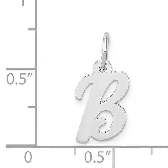 14K White Gold Small Script Initial Letter B Charm Jewerly 17mm x 10mm {4}