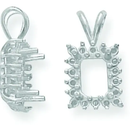 14K WG Emerald Cut Cluster Pendant Setting 7x5mm {1}