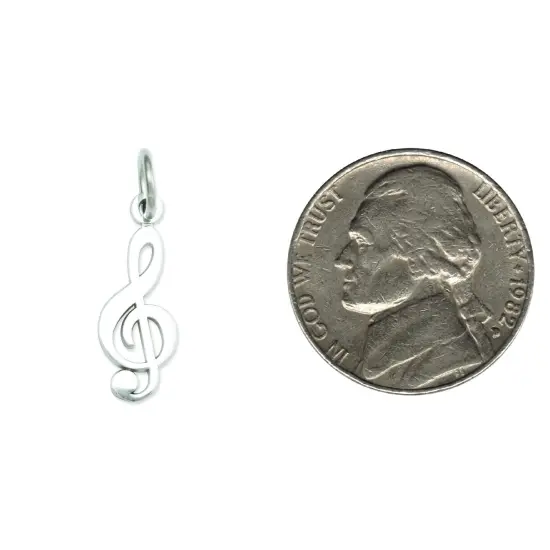 14K White Gold Treble Clef Charm Music Pendant Jewelry! 20mm x 5mm {2}