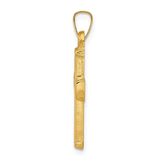 14K Yellow Gold Hollow Cross Pendant Charm Jewelry {4}
