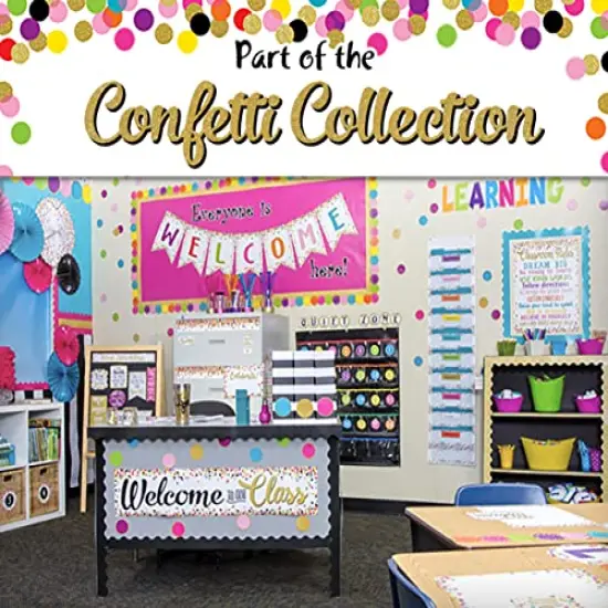Colorful Confetti on Black Straight Rolled Border Trim - 50ft - Decorate Bulletin Boards, Walls, Desks, Windows, Doors, Lockers, Schools, Classrooms, Homeschool & Offices {3}