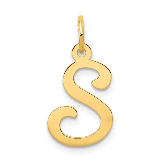 14K Gold Polished Fancy Initial Letter S Charm Pendant Jewerly 20mm x 11mm {1}
