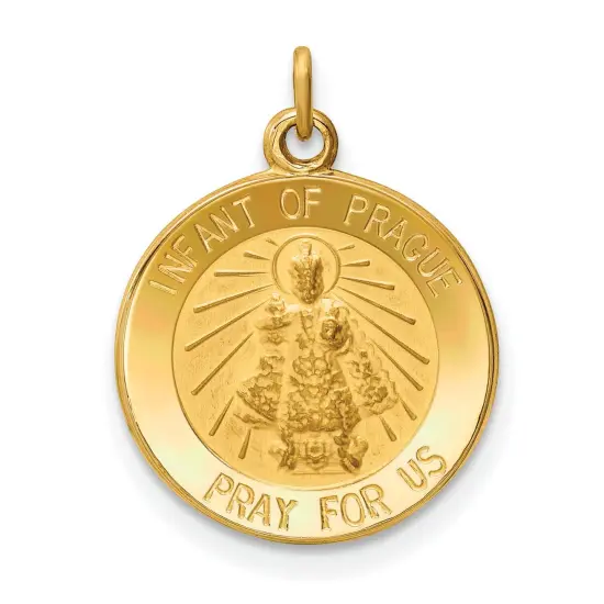 14K Yellow Gold Infant Jesus Medal Charm Pendant {1}