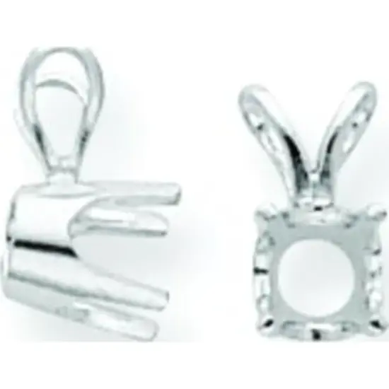 14K White Gold 0.02ct 4 Prong Round Pendant Setting {1}