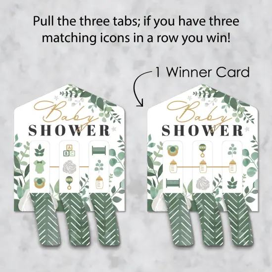 Big Dot of Happiness Boho Botanical Baby - Greenery Baby Shower Game Pickle Cards - Pull Tabs 3-in-a-Row - Set of 12 {4}