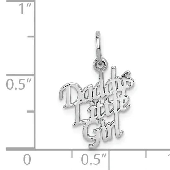 14K White Gold Polished Casted Daddys Little Girl Charm Family Kid Gift Pendant {3}