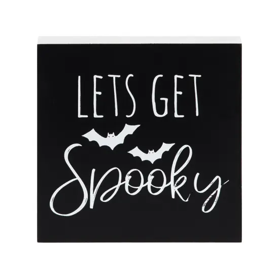 5" "Lets Get Spooky" Script Block Halloween Shelf Sitter CenterpieceDecoration {1}