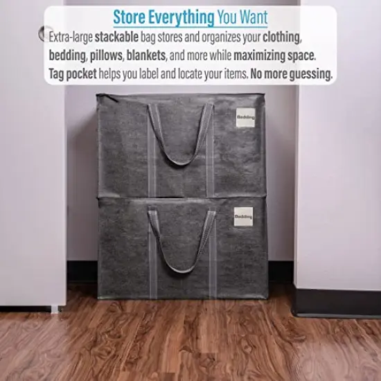 VENO 2 Pack Extra Large Moving Storage Bags with Zippers, Foldable Heavy-Duty Tote for Space Saving, Alternative to Moving Boxes, Packing Supplies, Plastic Storage Bins (Dark Gray, 2 Pack) {3}
