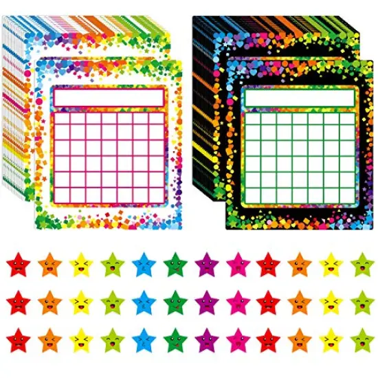 90 Pack Classroom Incentive Chart in 2 Designs with 2640 Star Stickers for Classroom Teaching or Family Using {1}