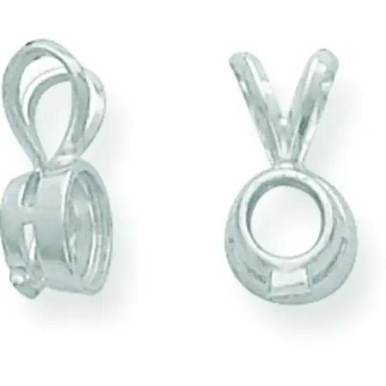 14K White Gold 0.1Ct Round Bezel Pendant Setting (3.00 To 8.00Mm) {1}