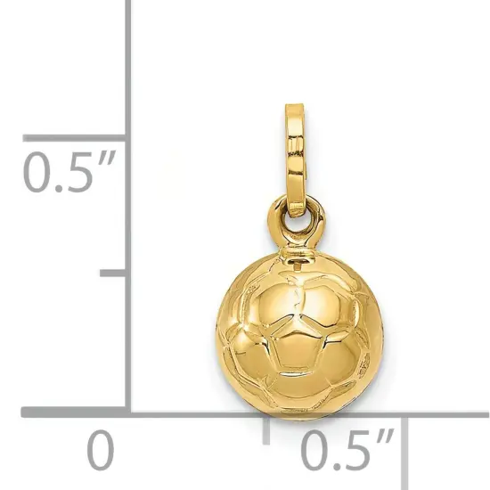 14K Yellow Gold Soccer Ball Charm Sports Pendant New 13 X 8mmJewerly {4}
