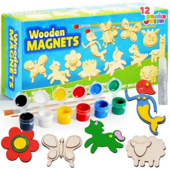 JOYIN Wooden Magnets, Spring Arts & Crafts for Boys and Girls Ages 4+, Childrens Painting Craft Activities Kit, Craft Toys Gifts for 4, 5, 6, 7, 8, 9, 10, 11 & 12 Year Old Kids {1}