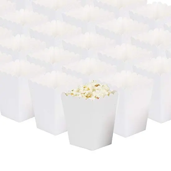 36 Pck White Open-Top Popcorn Box Set of 36 Popcorn Favor Boxes Cardboard Candy Container Parties Mini Paper Popcorn Containers {1}
