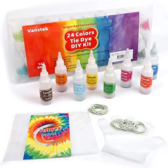 Tie Dye Kit, 24 Colors Tie Dye Shirt DIY Fabric Dye for Women, Kids, Men, with Rubber Bands, Gloves, Plastic Film and Table Covers for Family Friends Group Party Supplies {3}
